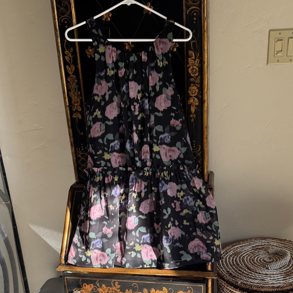 LIKELY Black Dress with Pink & Mint Floral Accents